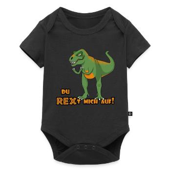 Genervter T-Rex sagt: "Du REXt mich auf!" Deutsch - Baby Premium Kurzarmbody - Schwarz - Vorne