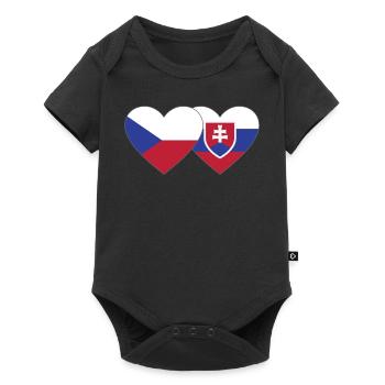Czech Republic Slovakia Flag Heart - Baby Premium short-sleeve bodysuit - black - Front