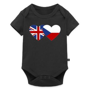Angleterre République tchèque Flag Heart - Body à manches courtes Premium Bébé - noir - Devant