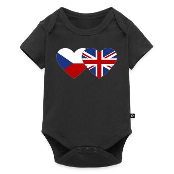 République tchèque Angleterre Flag Heart - Body à manches courtes Premium Bébé - noir - Devant