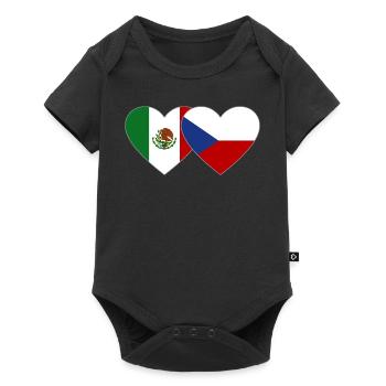 Mexiko Tschechien Flagge Herz - Baby Premium Kurzarmbody - Schwarz - Vorne
