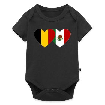 Belgien Mexiko Flagge Herz - Baby Premium Kurzarmbody - Schwarz - Vorne