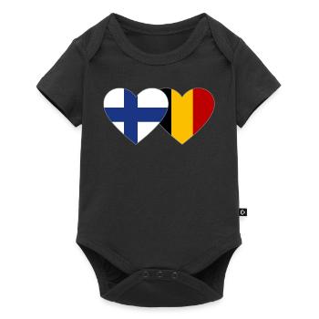 Finlande Belgique Drapeau Coeur - Body à manches courtes Premium Bébé - noir - Devant