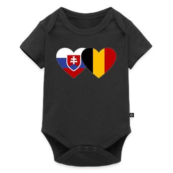 Slovakia Belgium Flag Heart - Baby Premium short-sleeve bodysuit - black - Front