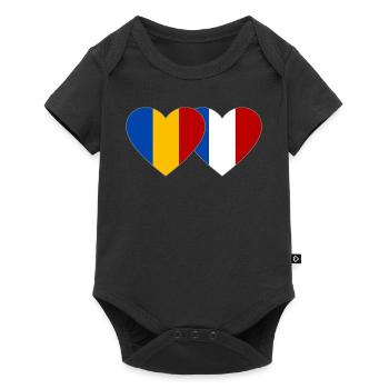 Roumanie France Flag Coeur - Body à manches courtes Premium Bébé - noir - Devant