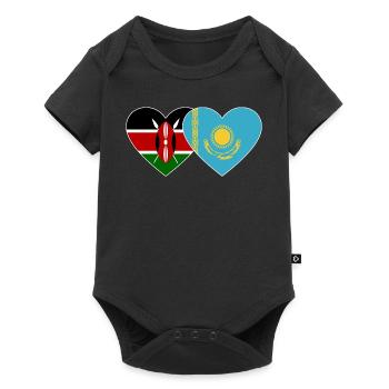 Kenia KasachstanFlagge Herz - Baby Premium Kurzarmbody - Schwarz - Vorne