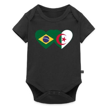 Brésil Algérie Drapeau Coeur - Body à manches courtes Premium Bébé - noir - Devant