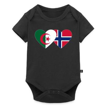 Algeria Norway Flag Heart - Baby Premium short-sleeve bodysuit - black - Front