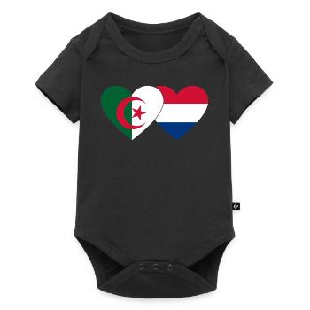 Algeria Holland Flag Heart - Baby Premium short-sleeve bodysuit - black - Front
