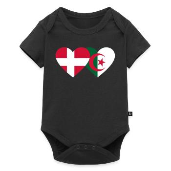 Denmark Algeria Flag Heart - Baby Premium short-sleeve bodysuit - black - Front