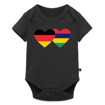 Germany Mauritius Flag Heart - Baby Premium short-sleeve bodysuit - black - Front