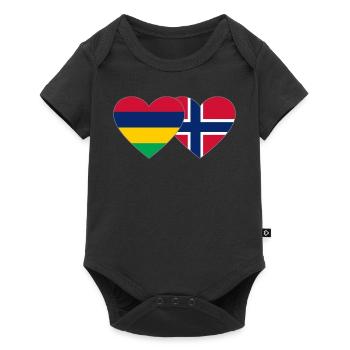 Mauritius Norway Flag Heart - Baby Premium short-sleeve bodysuit - black - Front