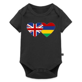 England Mauritius Flag Heart - Baby Premium short-sleeve bodysuit - black - Front