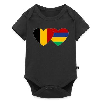 Belgium Mauritius Flag Heart - Baby Premium short-sleeve bodysuit - black - Front