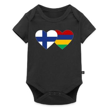 Finland Mauritius Flag Heart - Baby Premium short-sleeve bodysuit - black - Front