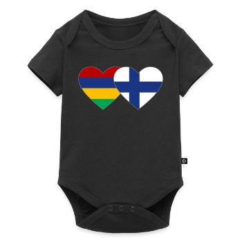 Mauritius Finland Flag Heart - Baby Premium short-sleeve bodysuit - black - Front