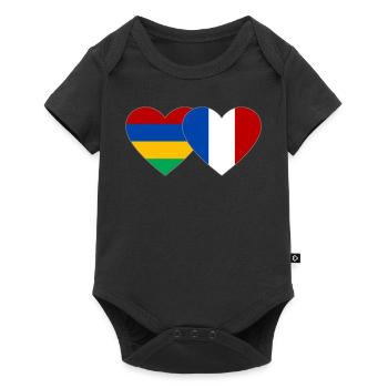 Mauritius France Flag Heart - Baby Premium short-sleeve bodysuit - black - Front