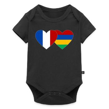 France Mauritius Flag Heart - Baby Premium short-sleeve bodysuit - black - Front