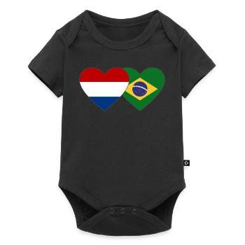 Holland Brazil Flag Heart - Baby Premium short-sleeve bodysuit - black - Front