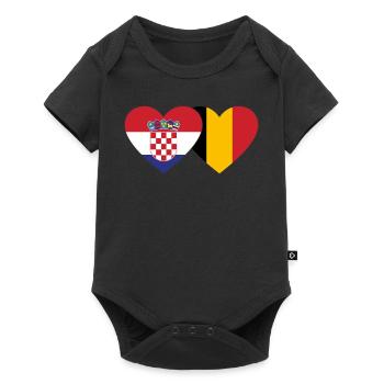 Croatia Belgium Flag Heart - Baby Premium short-sleeve bodysuit - black - Front