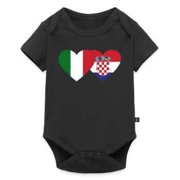 Italien Kroatien Flagge Herz - Baby Premium Kurzarmbody - Schwarz - Vorne
