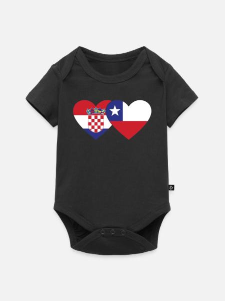 Kroatien Chile Flagge Herz - Baby Premium Kurzarmbody - Schwarz