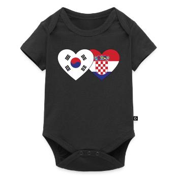 Corée du Sud Croatie Drapeau Coeur - Body à manches courtes Premium Bébé - noir - Devant