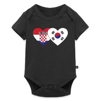 Croatia South Korea Flag Heart - Baby Premium short-sleeve bodysuit - black - Front