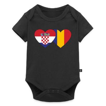 Croatia Romania Flag Heart - Baby Premium short-sleeve bodysuit - black - Front