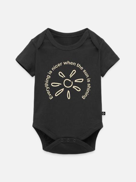 Sonne scheint Spruch - Baby Premium Kurzarmbody - Schwarz