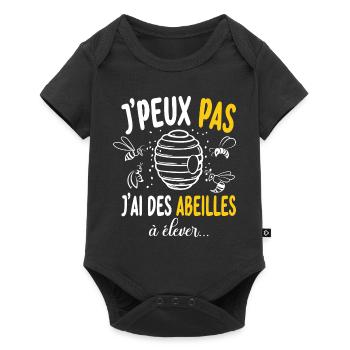 J'peux Pas J'Ai des Abeilles à élever Humoristique - Body à manches courtes Premium Bébé - noir - Devant