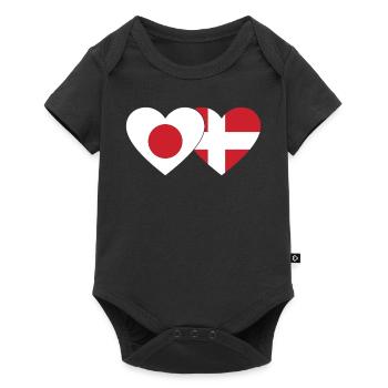Japan Denmark Flag Heart - Baby Premium short-sleeve bodysuit - black - Front