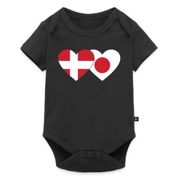 Denmark Japan Flag Heart - Baby Premium short-sleeve bodysuit - black - Front