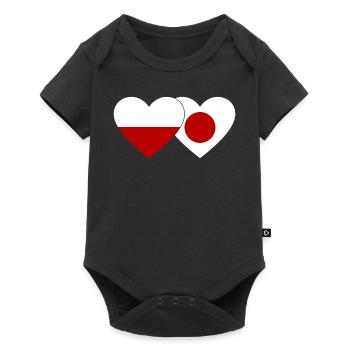 Poland Japan Flag Heart - Baby Premium short-sleeve bodysuit - black - Front