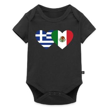 Greece Mexico Flag Heart - Baby Premium short-sleeve bodysuit - black - Front
