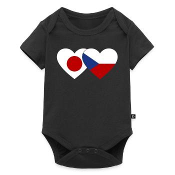 Japon République tchèque Flag Heart - Body à manches courtes Premium Bébé - noir - Devant