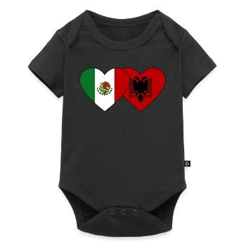Mexiko Albanien Flagge Herz - Baby Premium Kurzarmbody - Schwarz - Vorne