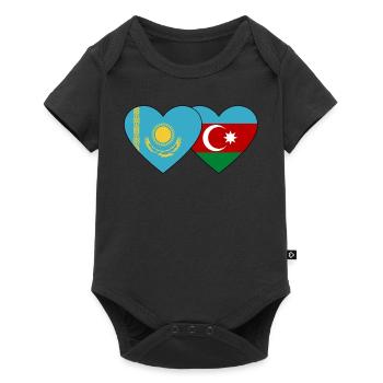 Kazakhstan Azerbaijan Flag Heart - Baby Premium short-sleeve bodysuit - black - Front