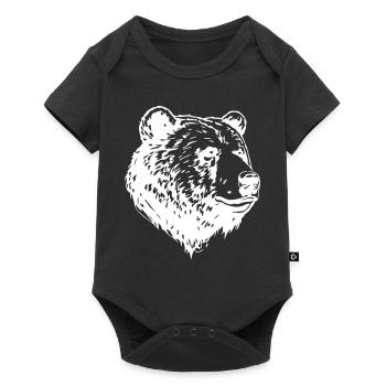 Tête de grizzli d’ours - Body à manches courtes Premium Bébé - noir - Devant