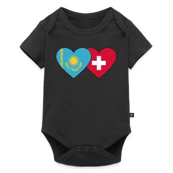 Kazakhstan Suisse Flag Coeur - Body à manches courtes Premium Bébé - noir - Devant