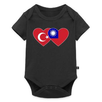 Türkiye Taiwan Flag Heart - Body à manches courtes Premium Bébé - noir - Devant