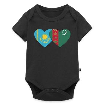 Kazakhstan Turkménistan Drapeau Coeur - Body à manches courtes Premium Bébé - noir - Devant