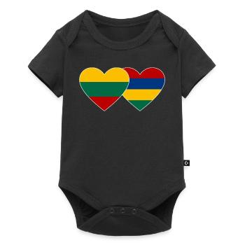 Lithuania Mauritius Flag Heart - Baby Premium short-sleeve bodysuit - black - Front
