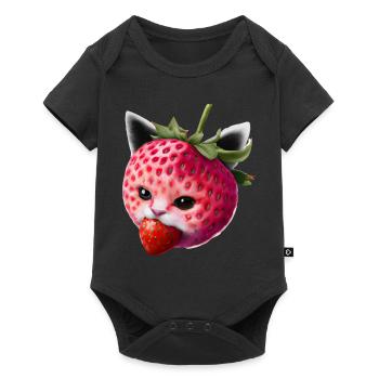 Chat fraise - Body à manches courtes Premium Bébé - noir - Devant