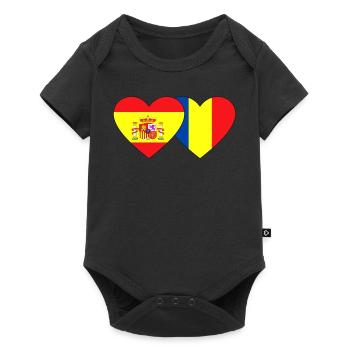 Spain Romania Flag Heart - Baby Premium short-sleeve bodysuit - black - Front