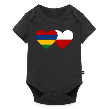 Mauritius Poland Flag Heart - Baby Premium short-sleeve bodysuit - black - Front