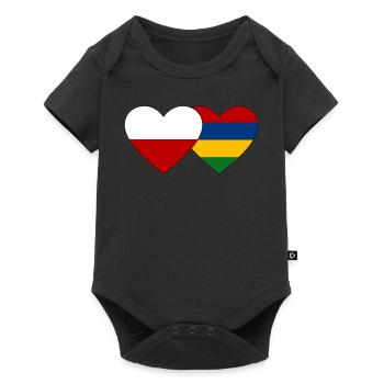 Poland Mauritius Flag Heart - Baby Premium short-sleeve bodysuit - black - Front