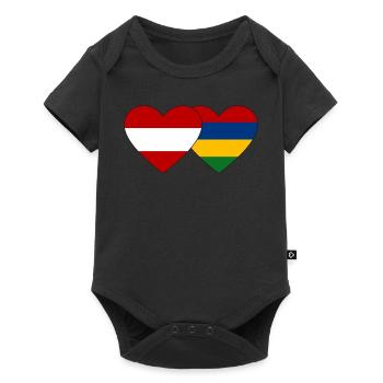 Austria Mauritius Flag Heart - Baby Premium short-sleeve bodysuit - black - Front