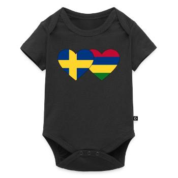 Sweden Mauritius Flag Heart - Baby Premium short-sleeve bodysuit - black - Front