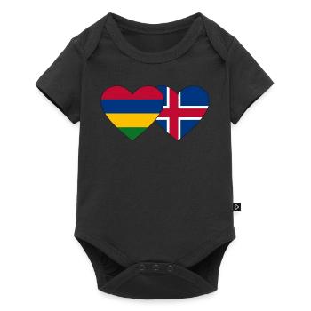 Mauritius Iceland Flag Heart - Baby Premium short-sleeve bodysuit - black - Front
